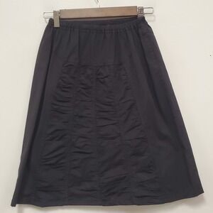 XCVI Ruched Black Skirt Size XS Knee Length Boho Utility Granola Stretch Artsy
